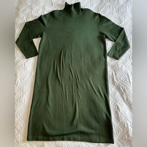 Lands' End Vintage Forest Green Mock Neck Jersey Women's Dress Size L